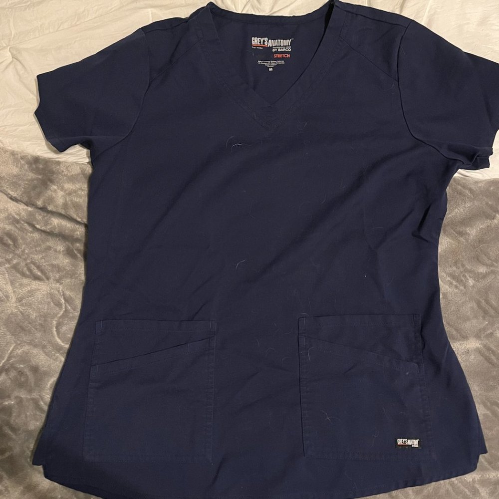 GREYS ANATOMY NAVY SCRUB TOP